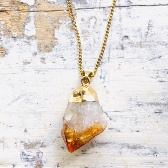 Jewelry - 24k gold capped raw citrine necklace ✨